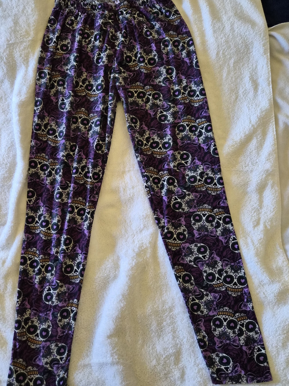 Source Unknown Purple Sugar Skull Print Kids Leggings